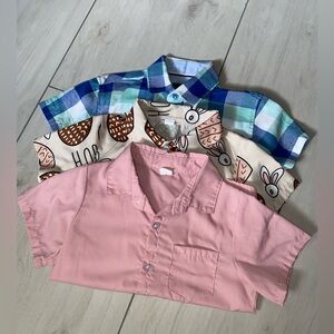SHEIN Kids Button Down Shirt Set - Pink, Blue, Cream